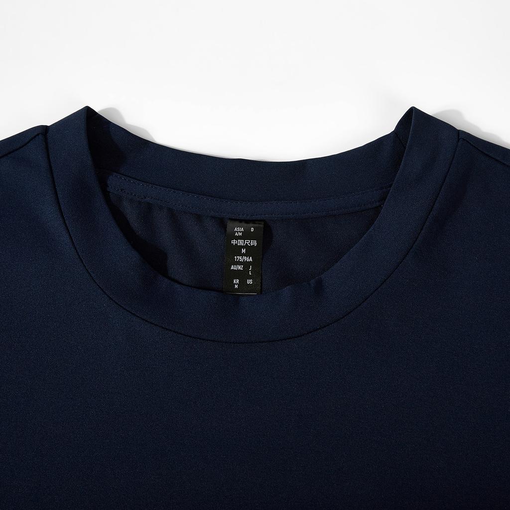 Adidas Solid Color Crew Neck Casual Pullover T-Shirt Unisex Tops Navy-Blue JD0339