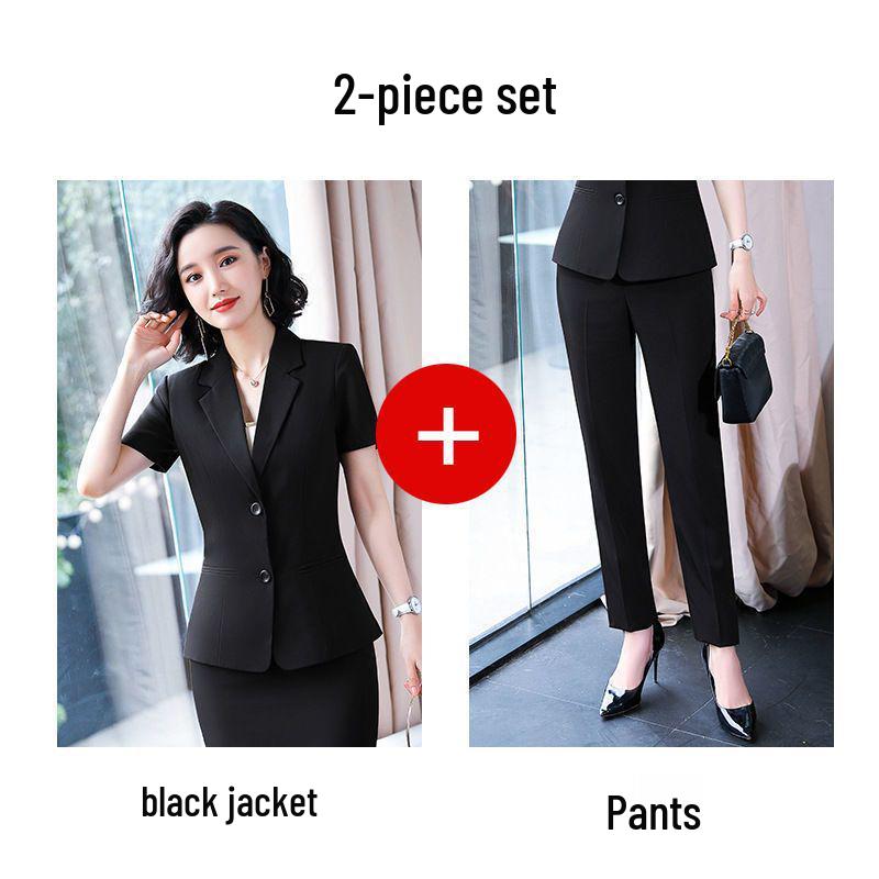 Elegant Women's Summer Suit Set - Professional, Short-Sleeved Front Desk Uniform, Thin Style