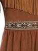 Girls Decorative Band Dress Round Neck Short Sleeve Chest Fringes Double Layer Tassels Hem Costume