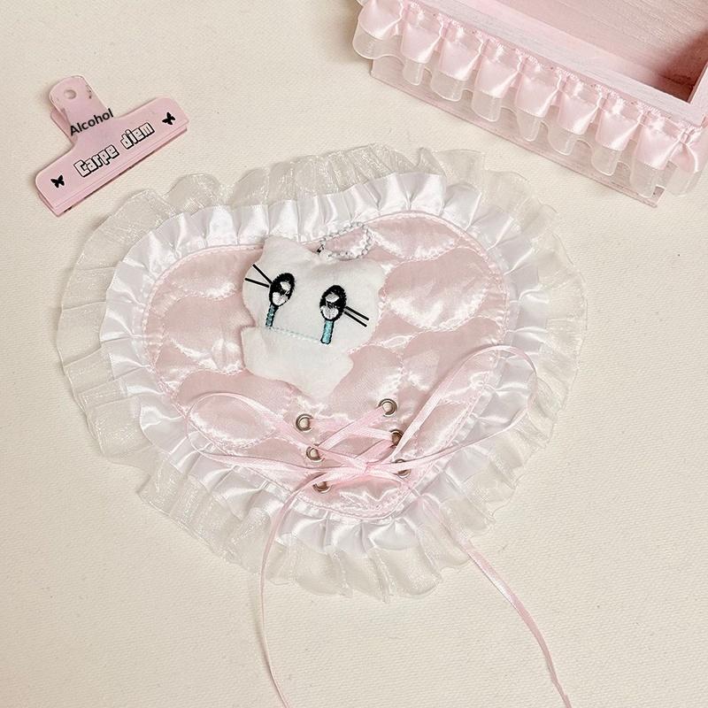 Heart Shaped Lace Coasters Non-Slip Insulated Cotton Drink Mats Cute Decor for Coffee Bar Housewarming Gift for Women