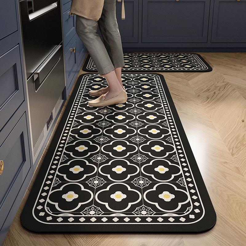 Diatomite Kitchen Mat with Oil-Proof Surface, Anti-Slip Bathroom Rug for Wet Floors - 50x80cm To 60x180cm Retro Patterns