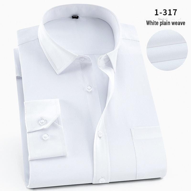 2025 Spring Men's Gray Non-Iron Long Sleeve Business Casual Shirt, Large Solid Color for Young to Middle-aged.