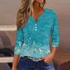 Women's T Shirt Tee Print Button 3/4 Sleeve Daily Weekend Fashion Basic V- Neck Regular Top