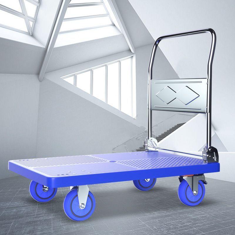 Lightweight Folding Handcart: Portable Silent Flatbed Trolley for Moving Goods and Household Use