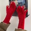 Travel gloves women autumn and winter gentle college wind solid color knitted fingers warm and cold cycling older children spring