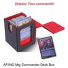 AFIING MTG Deck Box for Commander Display, Holds 100 Double-Sleeved Cards, Magic Commander TCG Card Storage Box with 2 Dividers, Drawstring Bag, and 1
