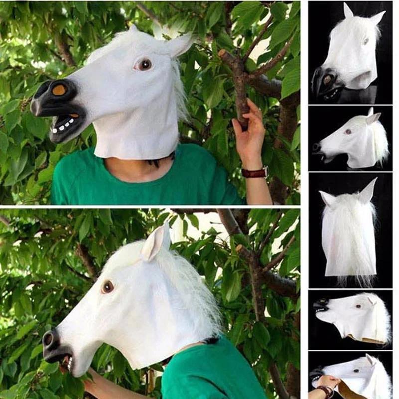 Mask Latex Horse Head Mask Horror Cosplay Costume For Halloween Party Theater Event Performance Props