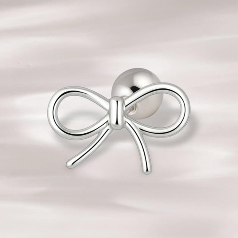 JEWNEL (1+1)Silver925 Cute Mini Ribbon All Metal Silver Piercing