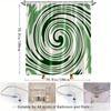 1pc Green Spiral Abstract Shower Curtain - Hypnotic Concentric Rings Design, Cream Background, Smooth Flowing Lines, 70.8x70.8in