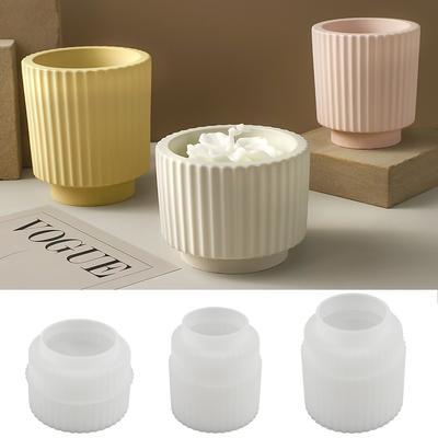 Streifen Kerzenbecher Silikonform DIY Schmuckaufbewahrungsboxen Gläser Sukkulenten Blumentopf Form Beton Harz Bastelformen Heimdeko