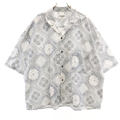 BASQUE Paisley Pattern Short Sleeve Open Collar Shirt White Men's Used