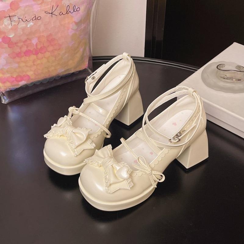 Bow High Heels for Women, Round Toe, Thick Heel, Sweet and Cute, Plus Size High Heels for Women