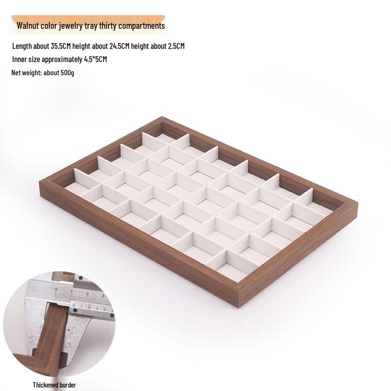 Schmuckschatulle aus Walnussholz mit weißem Leder und Deckel, staubdichte Aufbewahrung für Ohrringe, Ringe, Halsketten und Armbänder.