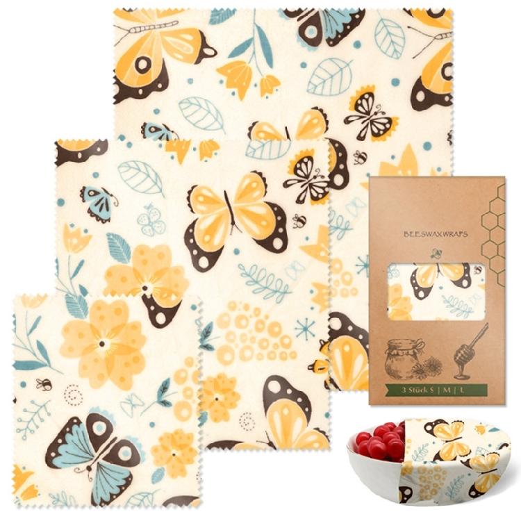 Stylish Beeswaxs Food Wrappers Set of 3 Keeps Food Freshness Naturally Sturdy Cotton Home Accessory for Organization