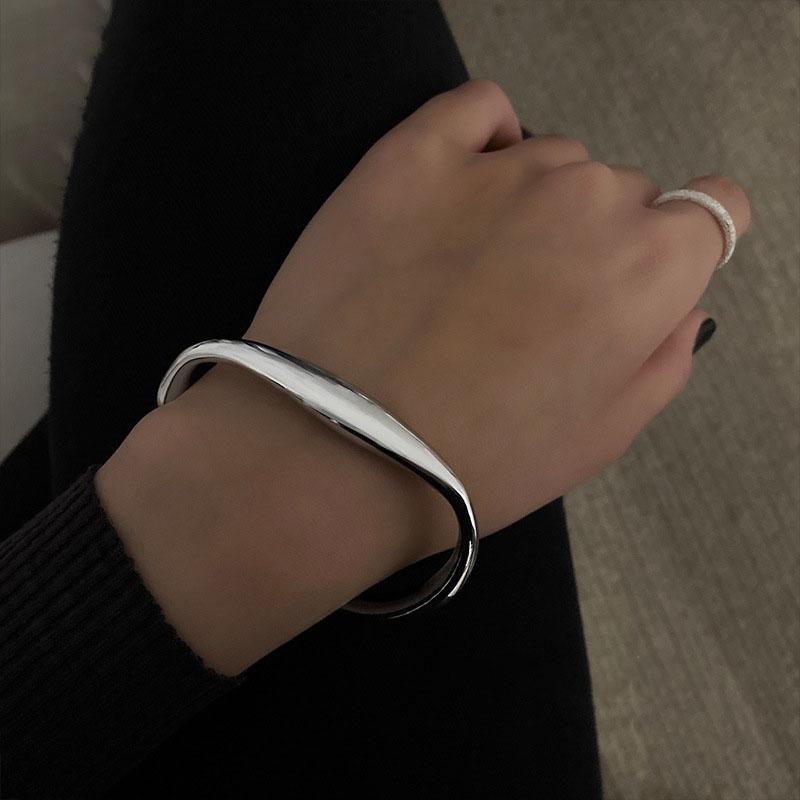 Silver Color Irregular Water Droplets Plain Circle Bracelet Female Minimalism Opening Handmade Jewelry Gifts