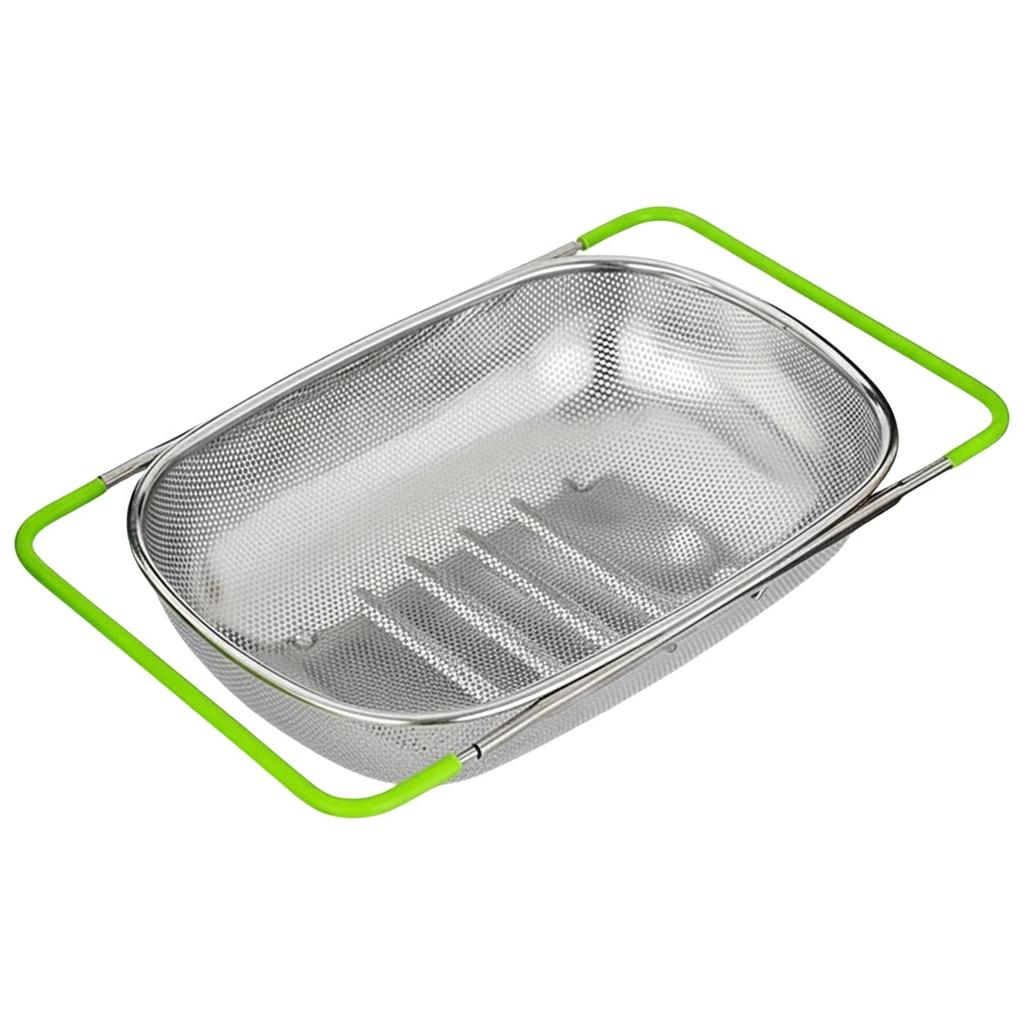 Extendable Stainless Steel Basket Strainer Over Sink Colander