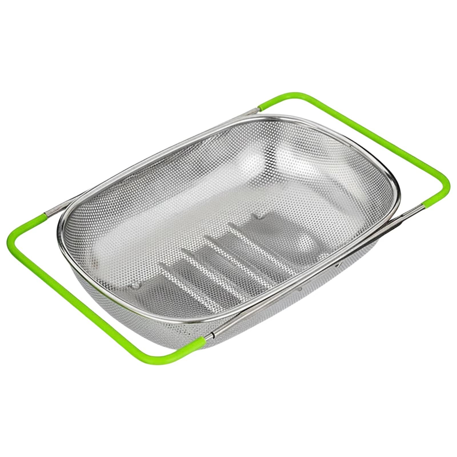 

Extendable Stainless Steel Basket Strainer Over Sink Colander one size зелений