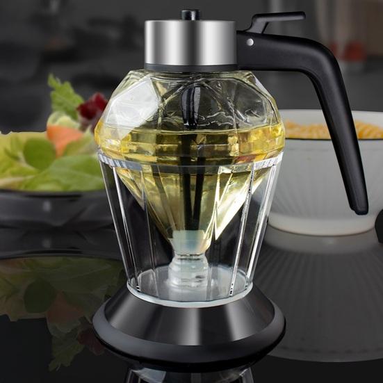 Oil Dispenser Bottle No Mess with Leak-Proof Syrup Pitcher Pump 200ml Clear Glass Sauce Container