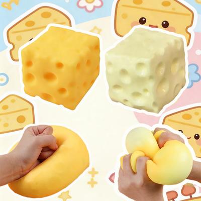 Quishy Cheese Toy, Simulation Cheese, Funny Prank Stress Relief Ball, Decompression Toy, Kids Toy With Soothing Squeezing Sound