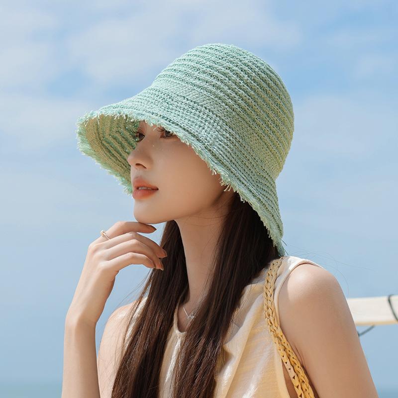 

Летняя шляпа от солнца детская для улицы, путешествий, морского отдыха, защита от солнца, модная повседневная соломенная шляпа с бахромой и большими полями