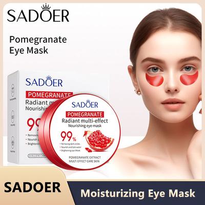SADOER Roter Granatapfel Augenmaske 60 Stück Anti Augenringe Entfernung Tränensäcke Feuchtigkeitsspendende Augenpads Augen Hautpflege