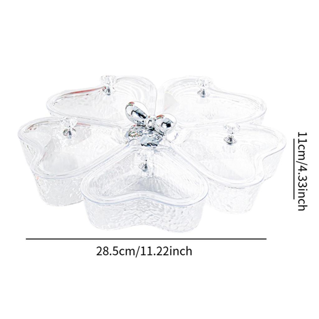 Divided Serving Tray Fruit Plate Organizer Nut Candy Veggie Tray Rotating Snack Platter for Candy Nuts Sweets Fruit Tea Party