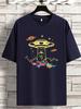 Unisexs Vintage Alien And Ufo Print Graphic Prints T Shirt Summer Oversize Tee Unisex Streetwear Novelty Harajuku Comfortable Top