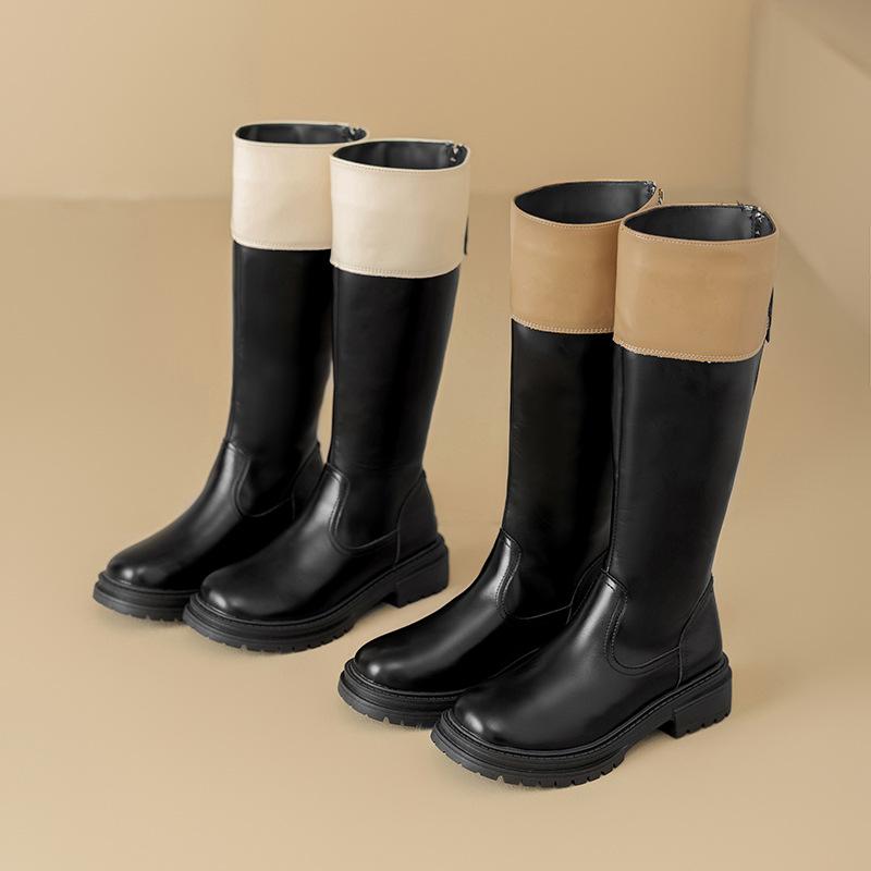Inner height increase 2025 new autumn and winter new color matching boots thick sole but knee high boots long boots knight boots women