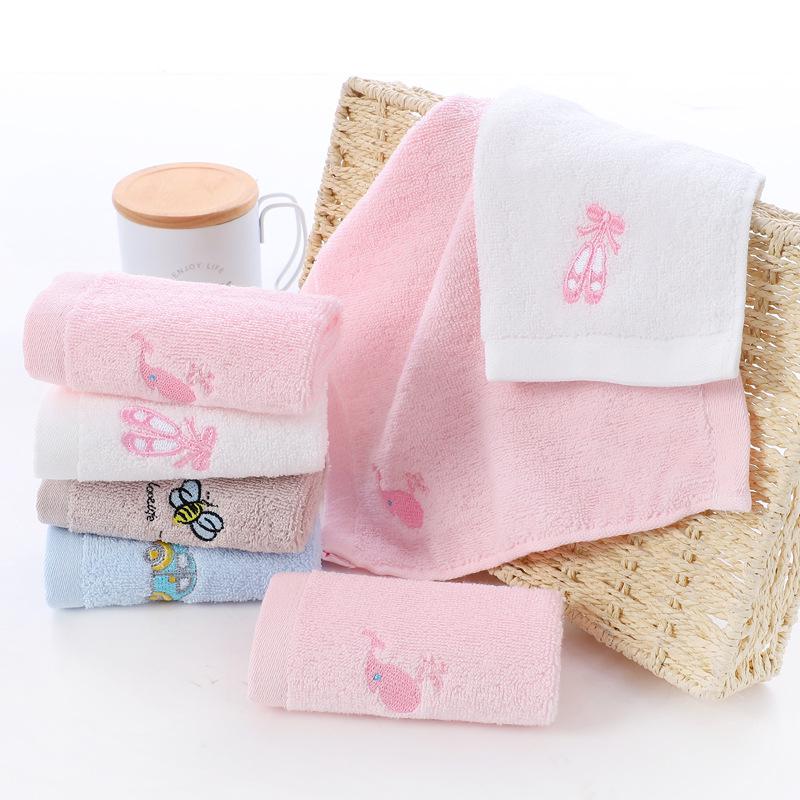 Cartoon Embroidered Pure Cotton Baby Face Towel, 25x25cm