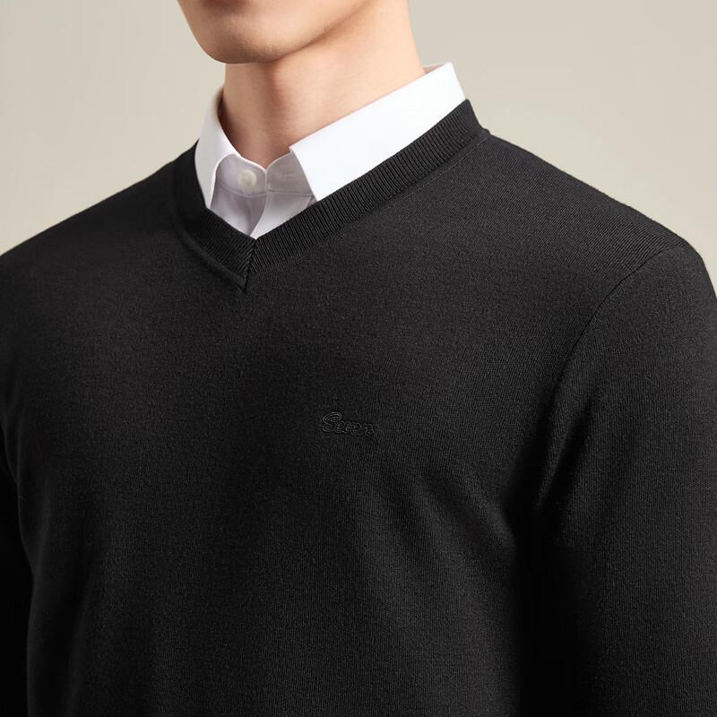 Men's V-Neck Wool Blend Pullover Knit Sweater