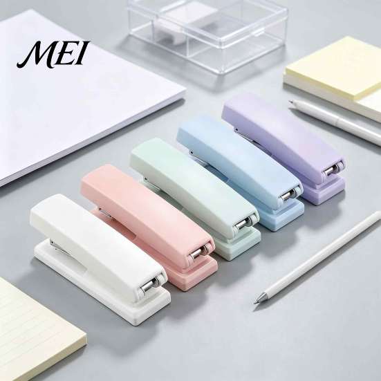 Easy Press Stapler for Comfortable Use Mini Stapler, with Ergonomic Curved Design, Handheld Morandi Color Desktop Stapling Tool Documents Office