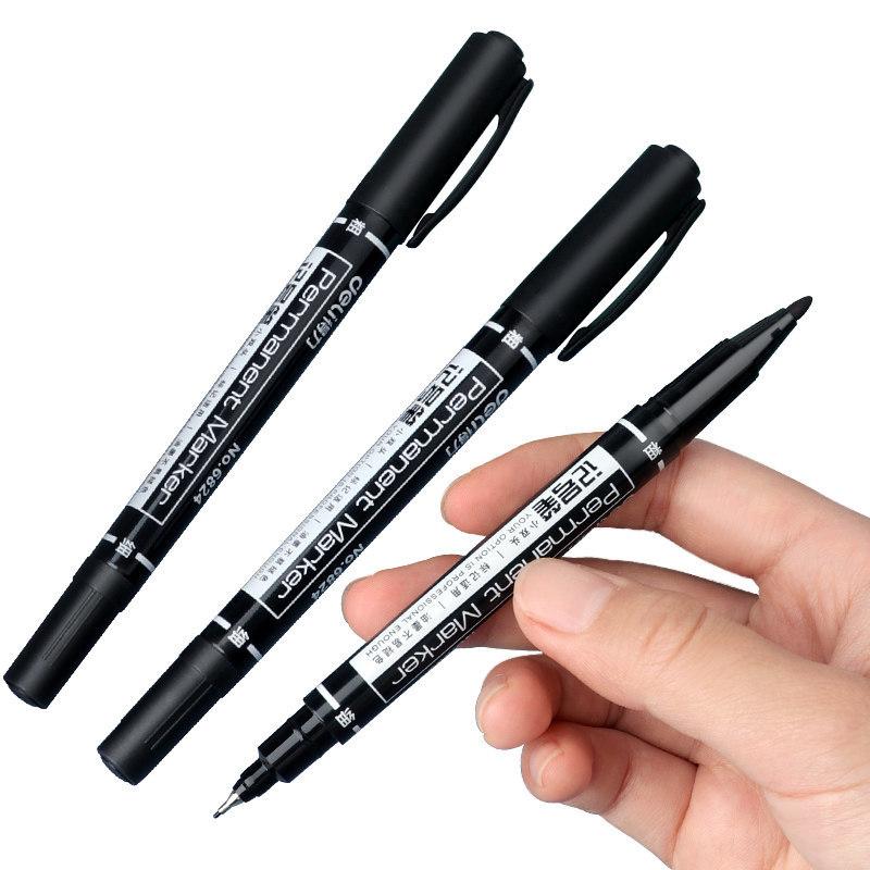 10Pcs Waterproof Marker Pens Durable Oily Ink Fast Drying Thick Head For Signature Express Logistics & School Black Red Blue Pen