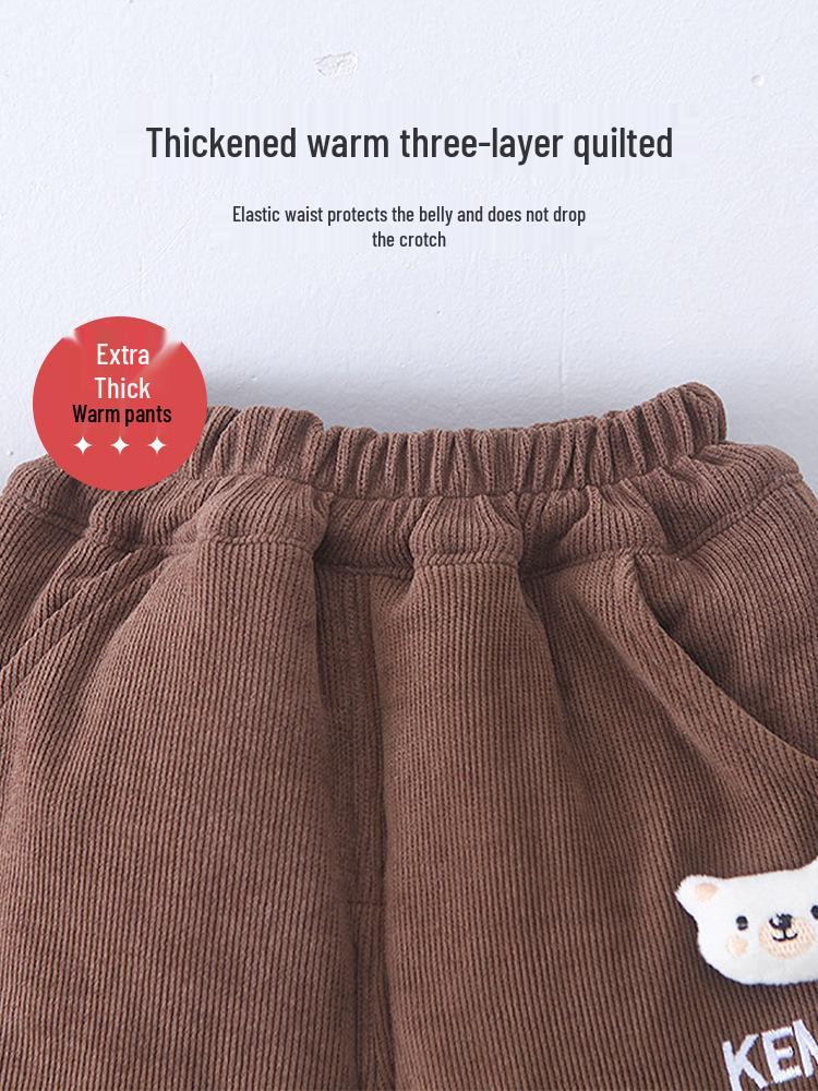 Kids' Thick Cotton Pants - Warm, Fashionable Winter Wear for Boys & Girls