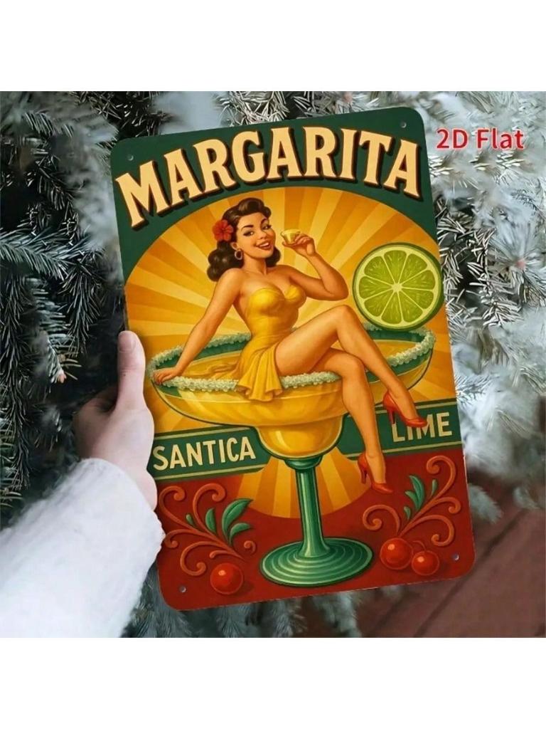 Santa Maria Retro Bar Sign Margarita Cocktail Metal Wall Poster Home Decor