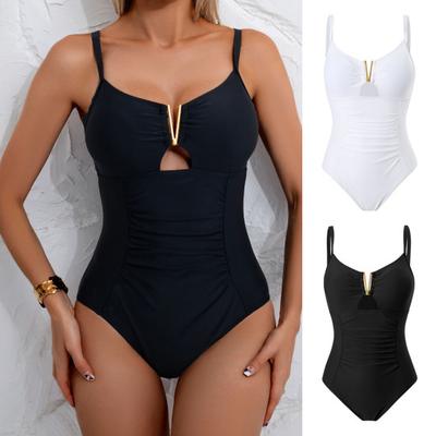 Monokini de Var Sexy Costum de Baie Dintr-o Bucată Culoare Solidă Decolteu Adânc Spate Decoperit Croială Strâmtă Costum de Baie Plajă Piscină Surf Costume de Baie