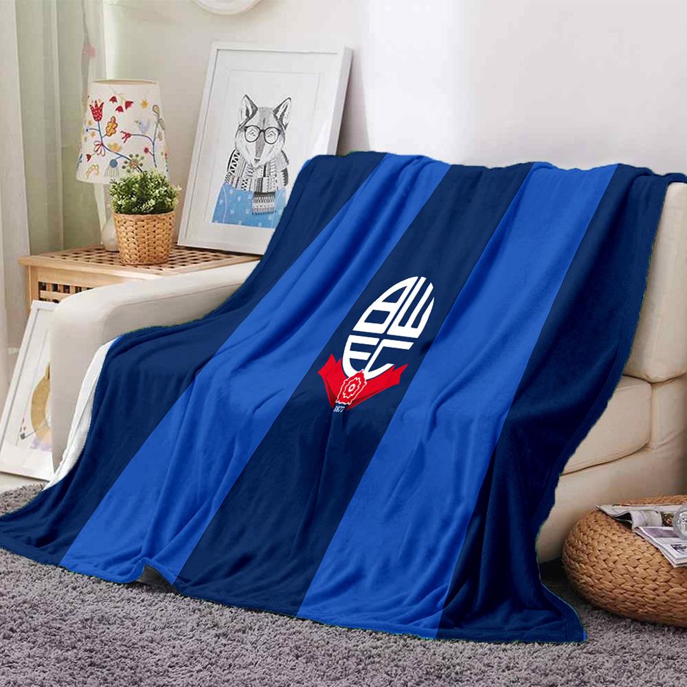 Bolton Wanderers Crest Design Flannel Blanket, Soft Polyester, Modern Design, All-Season for Camping, Travel, Gifts for Holidays or Birthdays
