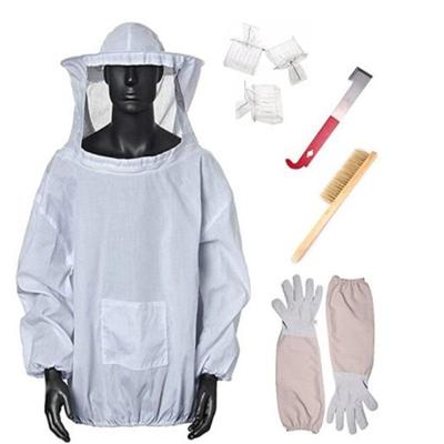 Beekeeping Kit: 7-Piece Set with Breathable Suit, Gloves, Clips, Queen Cage, Pig Tail Knife, and Bee Brush.