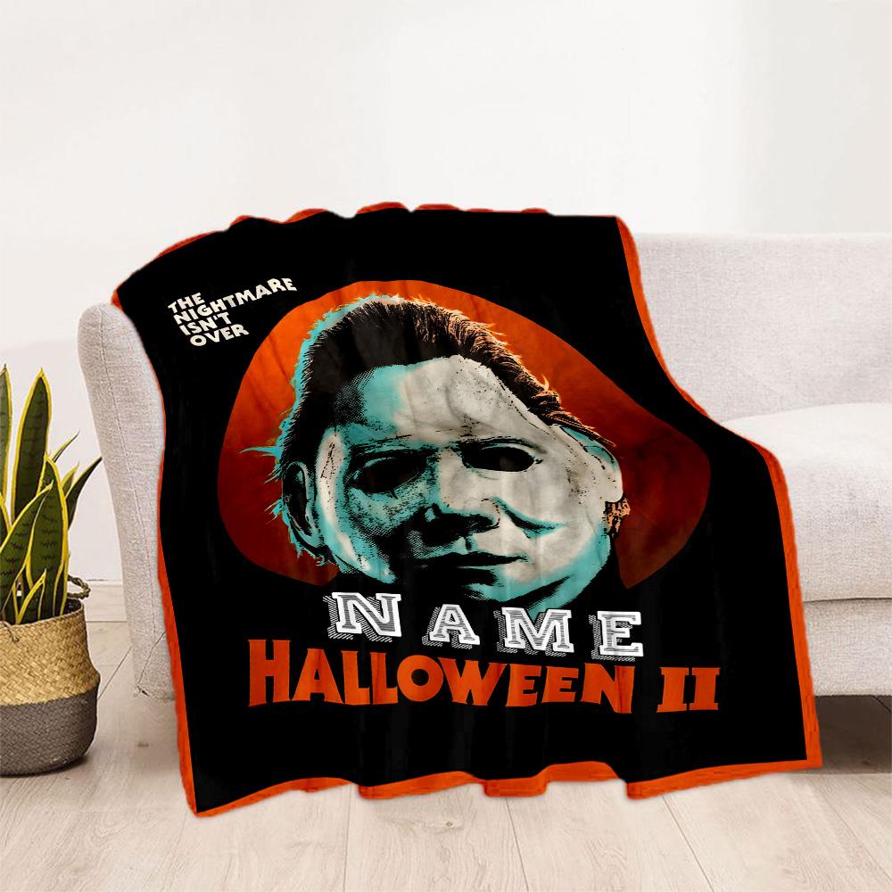 Halloween Horror Movie Poster Customize Your Name Blanket Throw Customizable Blanket Comfortable Great for Bedding Seaside Office Nap All-Season Use