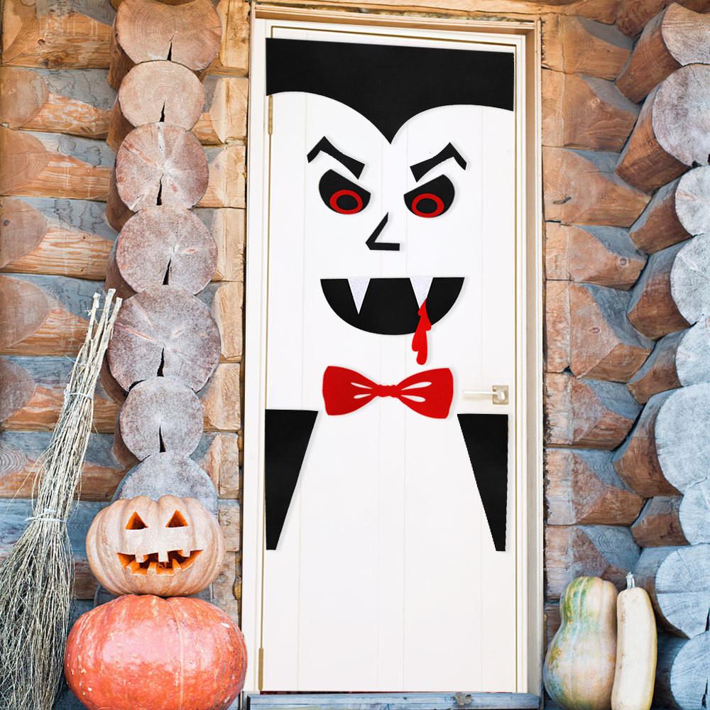 Terrifying Halloween Felt Door Stickers With Wicked Demons And Vampires For Haunted House Vibes