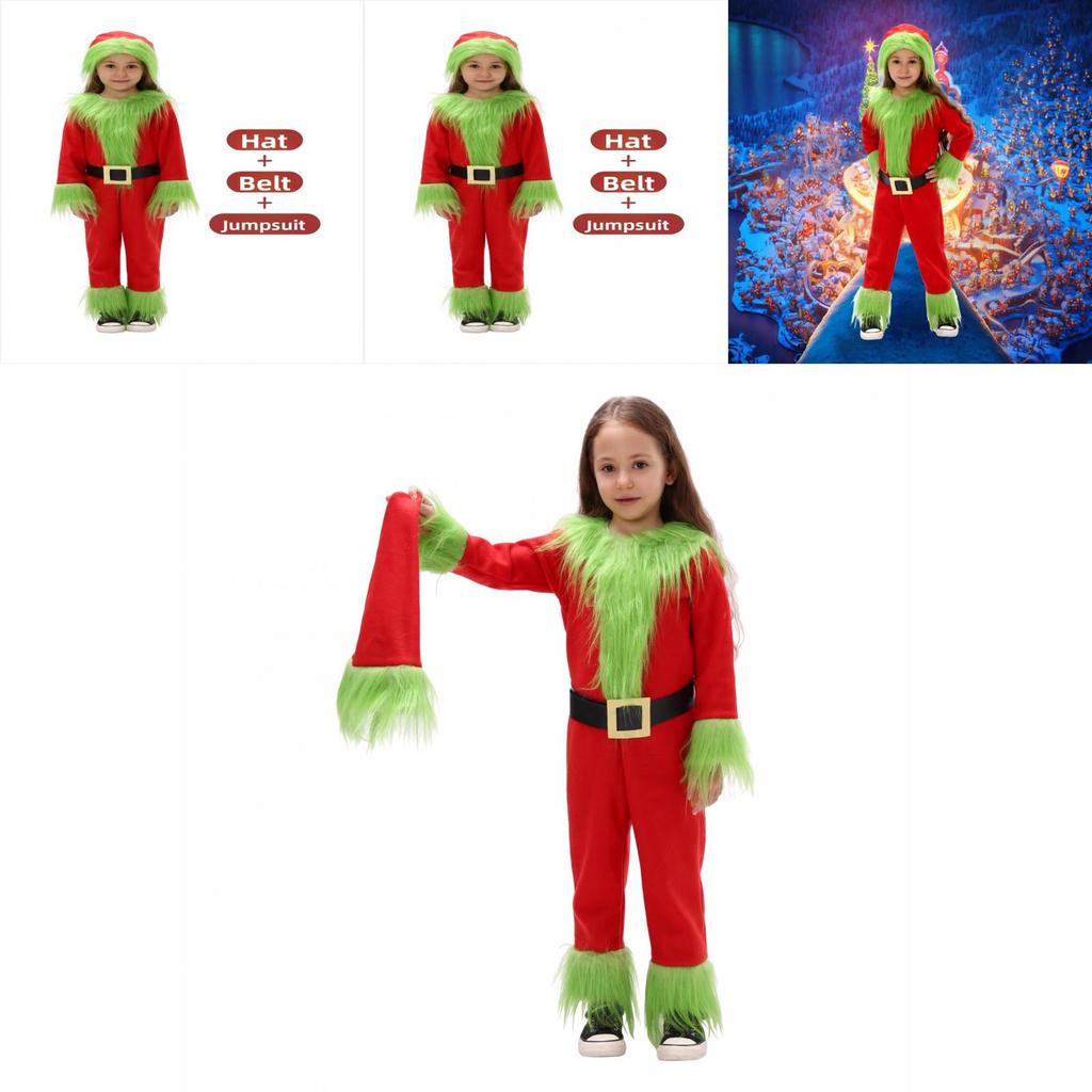 Grinch Weihnachtskostüm Für Kinder Mit Weichem Polyesterstoff Für Feiertagsaufführungen Perfekt