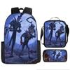 Halloween Backpack Pumpkin Ghost 3-Piece Set Schoolbag Kids Shoulder Bag Cute Bookbag for Boys Girls