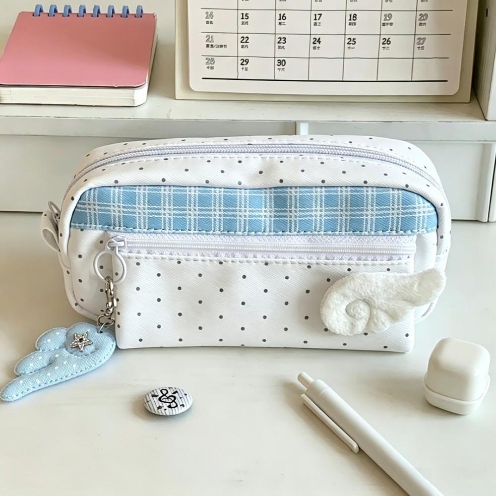 Print Wings Dots Pencil Case Y2k Pencil Pouch Sweet Korean Style Pen Bag Student
