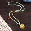 Chinese Style Pearl Necklace Hanfu Accessory Zinc Alloy Hollow Carved Pendant Long Chain Necklace
