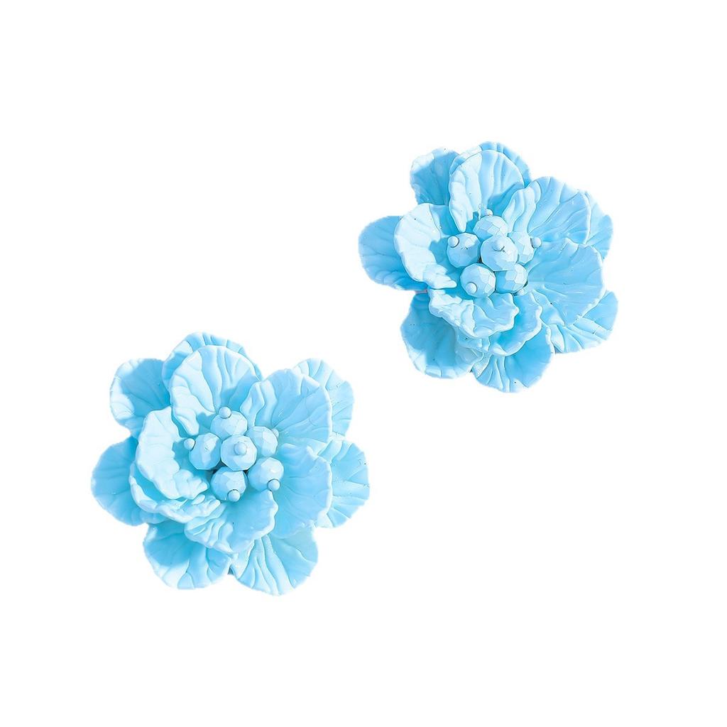 Retro double-layer handmade flower stud earrings personalized fashion three-dimensional petal temperament versatile small fresh earrings women