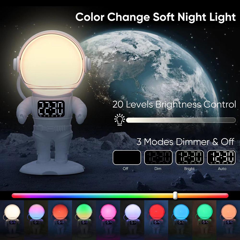 Digital Alarm Clock with Wake Up Light Bluetooth Speaker Dual Alarms White Noise Awakening Lamp for Bedroom Desk  Bathroom