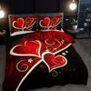 3pcs Bedding Set Black Red Lover Heart Print Cozy Duvet Cover Set King Queen Twin Single Size Birthday Gift Adult Bedroom Decor