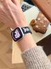Cartoon Embroidered Denim Leather Watch Strap for Apple Watch Series 11/10/98 Ultra SE