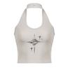 Retro Printed Halter Neck Camisole Slim Short Top