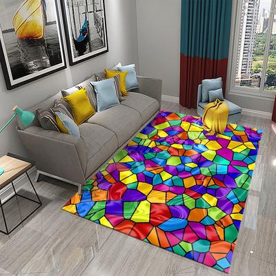 Regenbogen-Geometrie-Teppich, bunter Teppich für Teenager und Erwachsene, moderne abstrakte geometrische Kunst, Teppiche, Schlafzimmer, Wohnzimmer, Bereich, Dekor, Bodenmatte