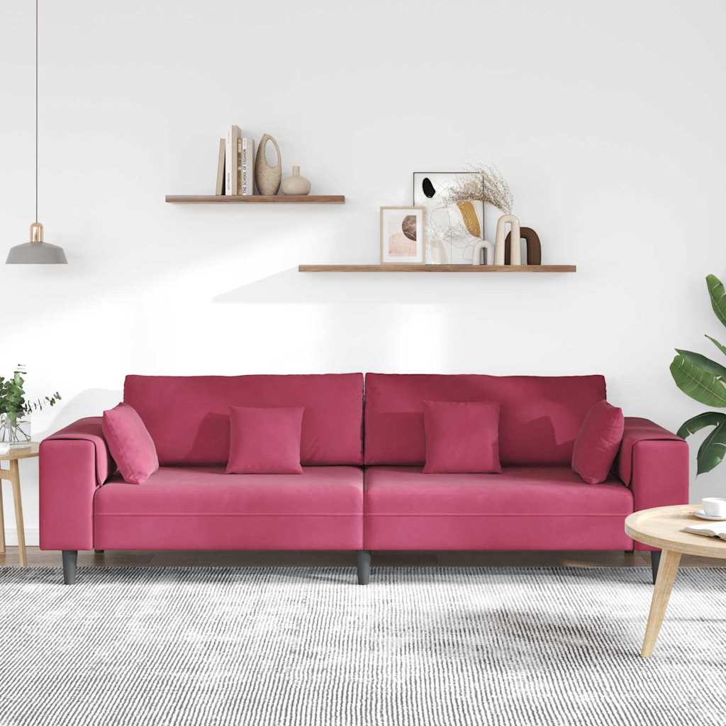 Sofa Burgundy Red 250 x 77 x 76 cm Velvet